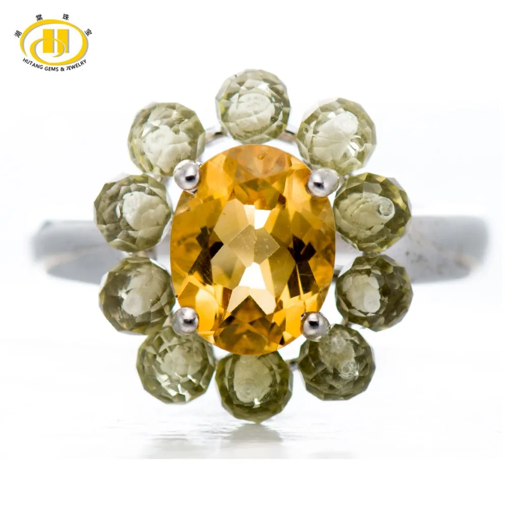 Мода цветок Форма реального 3.2Ct натуральный цитрин и лимонный кварц камень