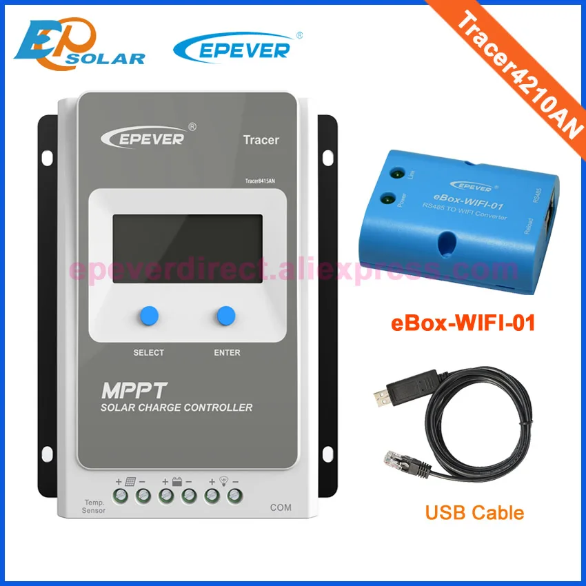 Epever продукцию 40A 12 В/24 В Авто типа Солнечный контроллер ЖК дисплей tracer4210an + кабель