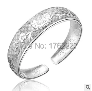 Женский широкий браслет из серебра 925 пробы в виде китайской птицы|wide bracelet|sterling
