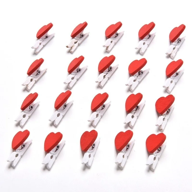 Новинка 20-дюймовые Деревянные прищепки для фотобумаги в виде мини-сердца | Дом и