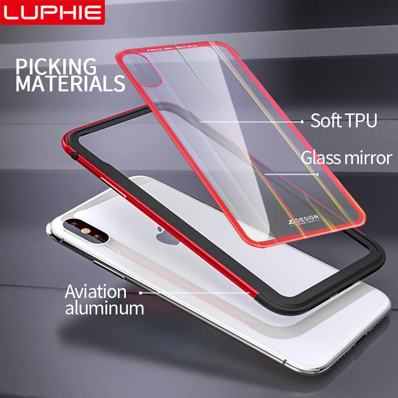 LUPHIE Aurora лазерный стеклянный чехол для iPhone X XS XR Роскошный прозрачный прозрачная