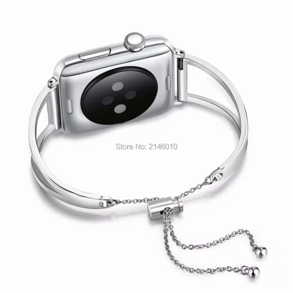 Ремешок из нержавеющей стали для Apple Watch Band браслет на цепочке iWatch Girl с блестками
