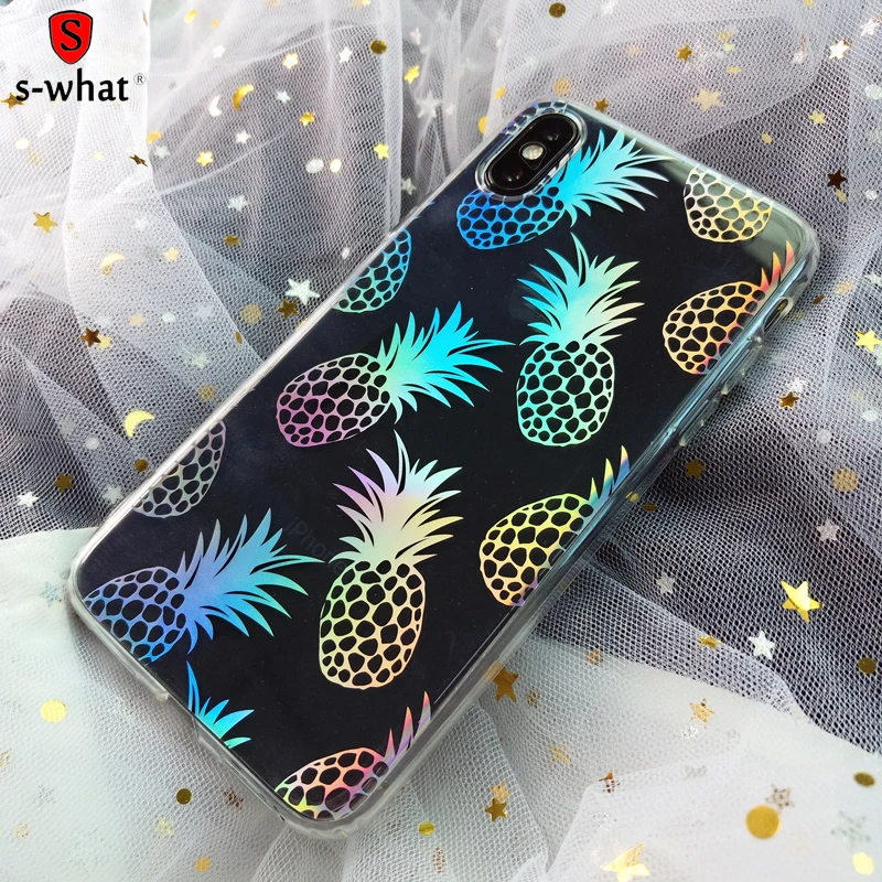 Красочные Лазерная Мягкие tpu мультфильм ананас sea shell глаза Мороженое случае