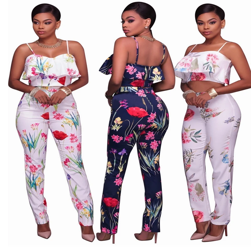 2018 летние Цветочный принт из двух частей Комбинезоны для девочек Для женщин