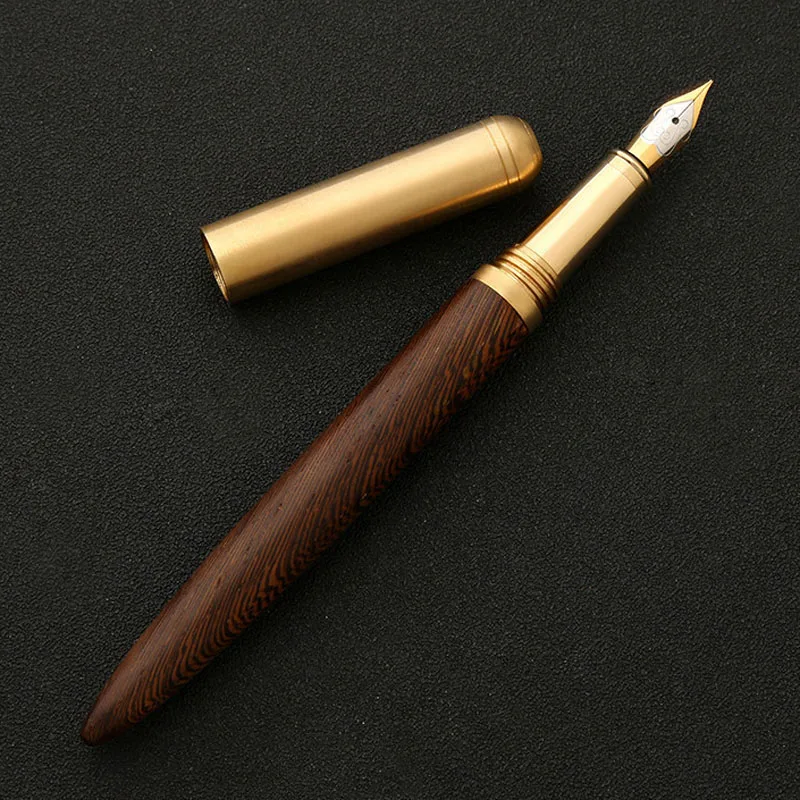 Wenge Wood Роскошная брендовая деревянная перьевая ручка 0,7 мм Тонкий перьевые ручки для каллиграфии металлические деревянные подарочные канцелярские принадлежности для офиса и школы - Цвет: Wenge Wood