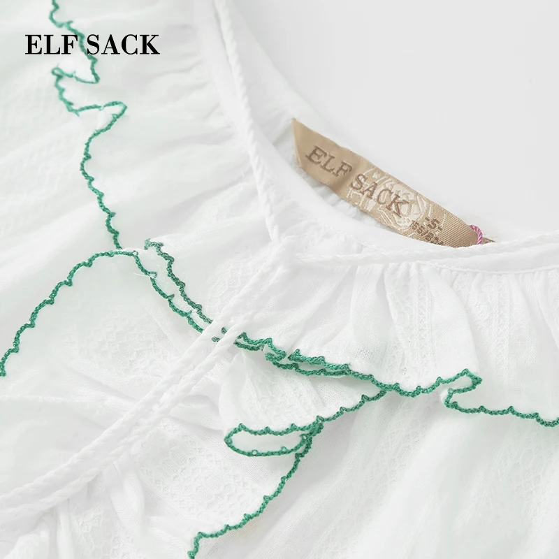 Женская винтажная блузка ELFSACK белая элегантная пляжная с открытыми плечами