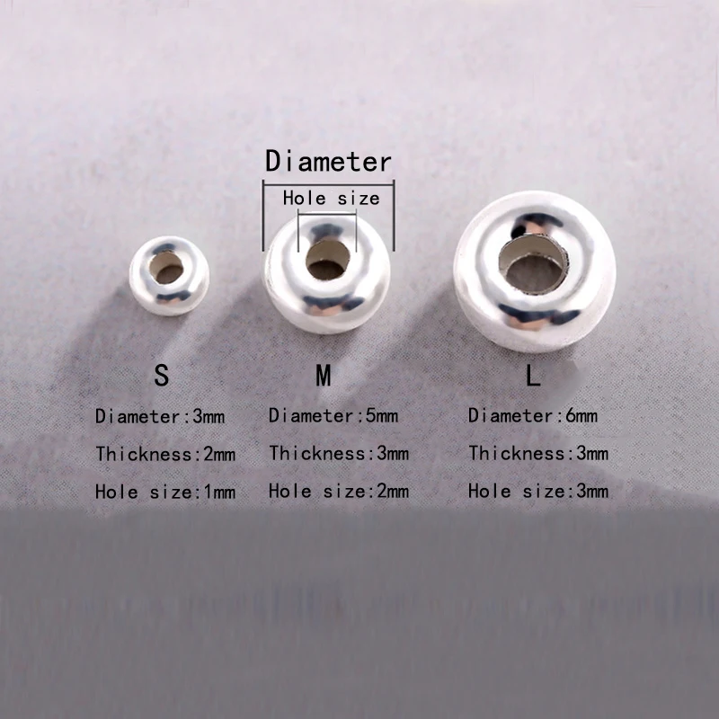 Бисер из серебра S925 пробы Аксессуары для браслета сделай сам разделители