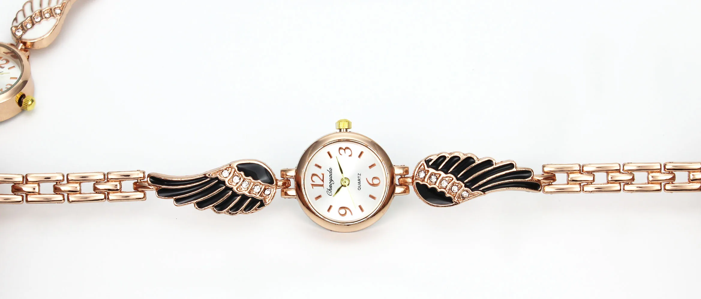 Ангел крылья Кристалл талисман длинный браслет часы золотые женские модные цепи