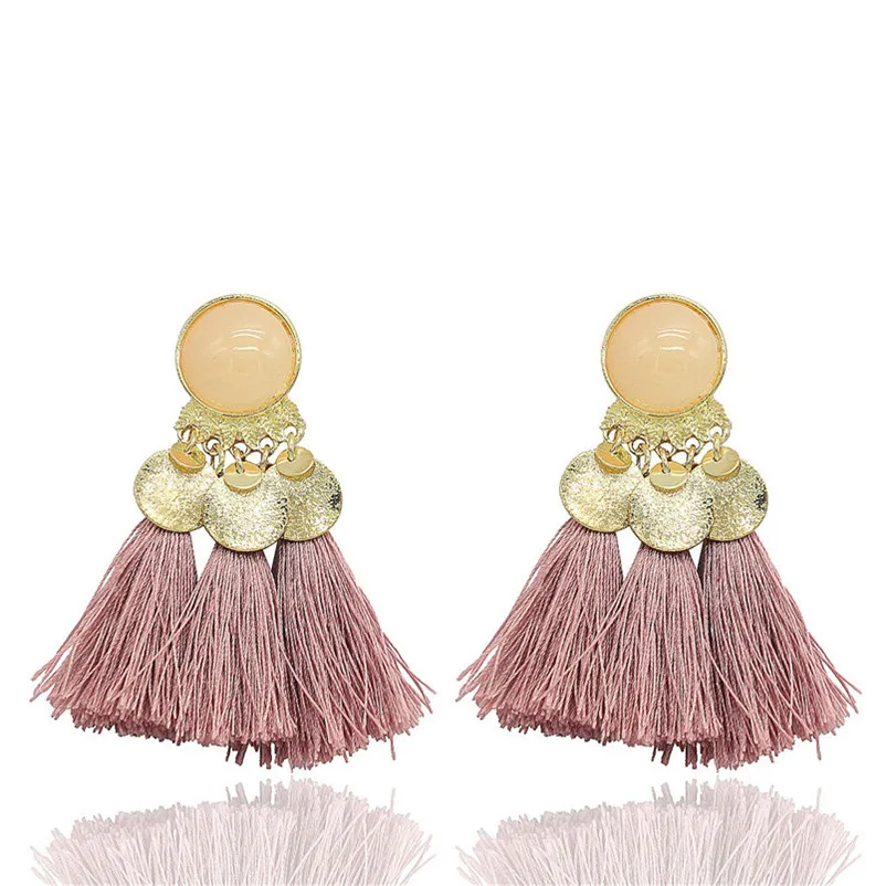 Женские серьги гвоздики в богемном стиле с кисточками|round stud earrings|stud earringsstud earrings