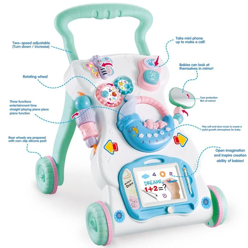 Многофункциональная музыкальная ходунки игрушки детская прогулочная коляска на