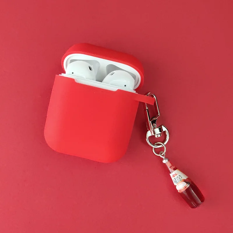 Простая красивая бутылка для вина красный Силиконовый чехол для Apple Airpods чехол Аксессуары Bluetooth наушники сумка защитный чехол подарок