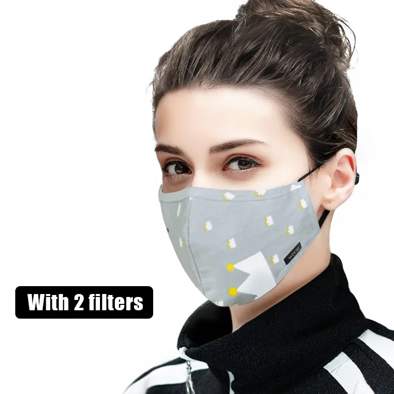 Women-Gray crown ZWZCYZ противопылевая маска для рта, хлопковая маска для лица, одноразовая многоразовая маска для рта, дышащая теплая Ветрозащитная маска - Цвет: Women-Gray crown