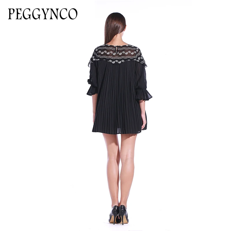 PEGGYNCO 5xl плюс Размеры Свободные повседневные платья черные осенние Платье черного