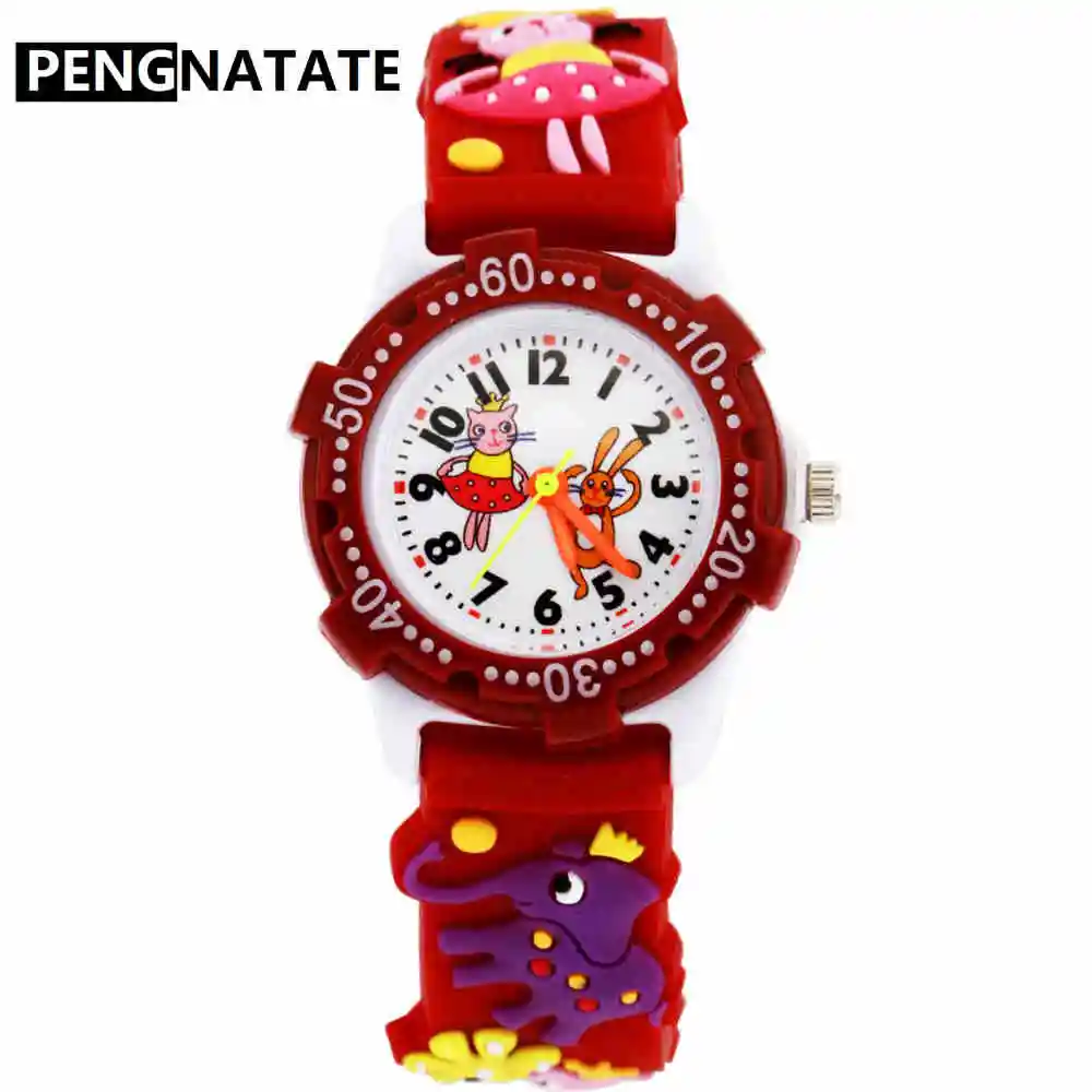 

PENGNATATE Children Watches Girls Cute Gift Kids 3D Strap Cartoon Watch Fashion Mini Strap Students Silicone Bracelet Wristwatch