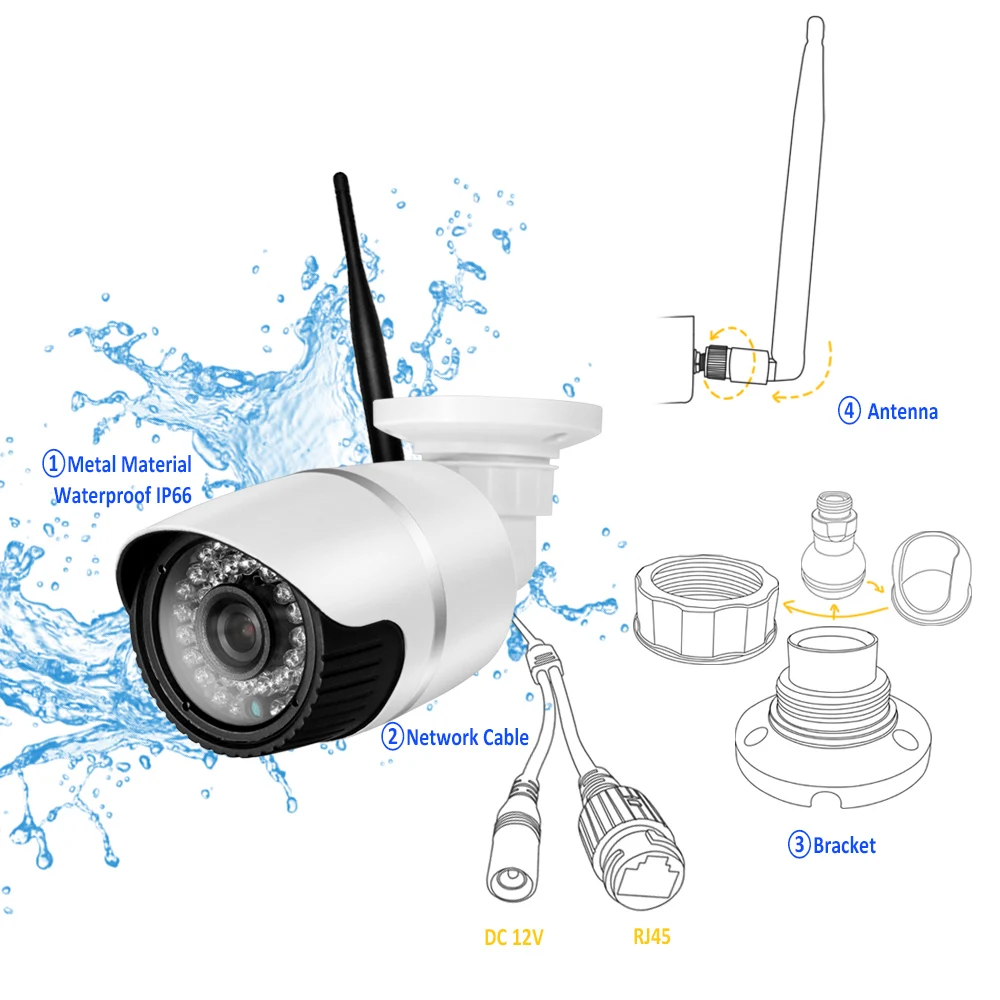 Hjt HD Беспроводной Wi Fi IP Камера 720 P 1.0MP 36IR Ночное видение наружная безопасность