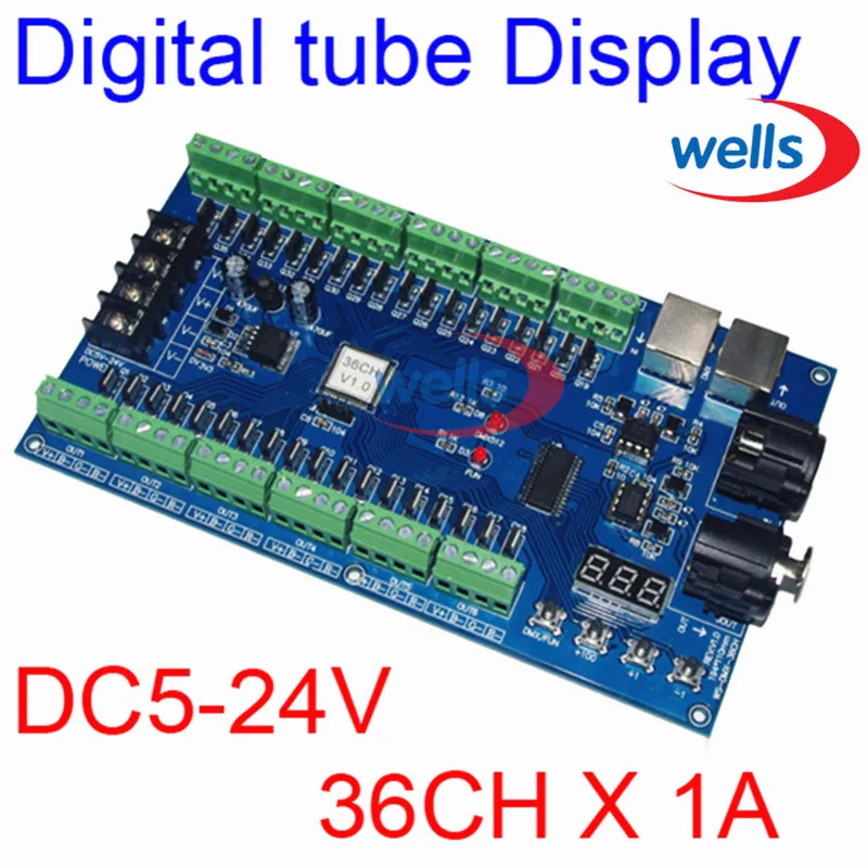 36CH DMX512 LED Controller Decoder 36channel 12 Groups Total Output 36A ;XLR 3P Control For DC 5V 12V 24V LED strip