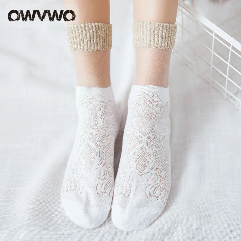 OWVWO 2018 новые стильные женские летние кружевные цветочные носки