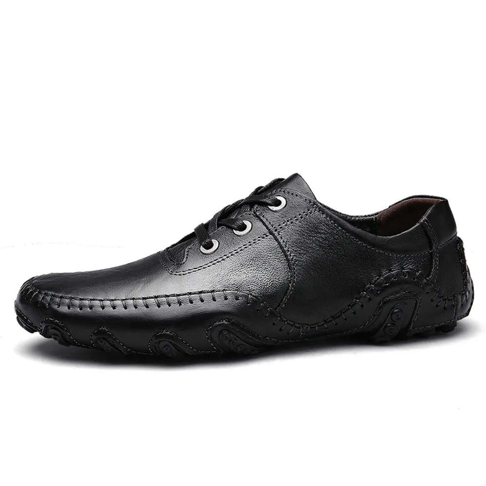 Men's Casual Shoes Hot Sale Lace-Up Male Adult Genuine Leather Autumn Winter Walking Driver Quality Footwear Zapatos Sapato | Обувь