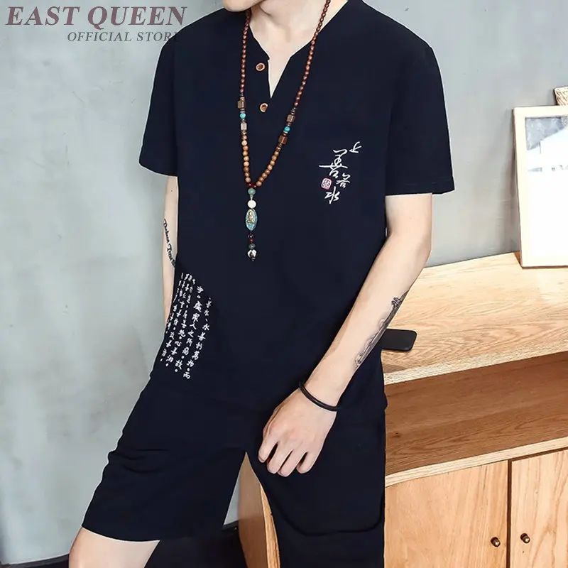 Traditional chinese clothing for men two piece set top and pants traditional suits AA3812 Y A | Тематическая одежда и