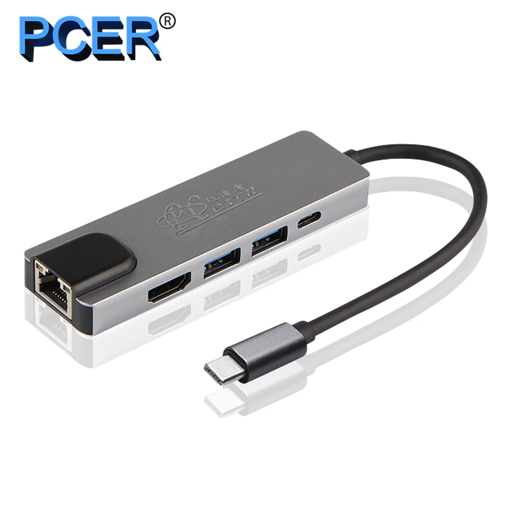 PCER адаптер для usb-концентратора типа C док-станция ноутбука концентратор HDMI VGA RJ45