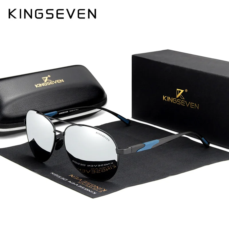 

KINGSEVEN Brand Design Aluminum Men's Sunglasses Polarized High Definition Lens Driving Mirror Sun glasses Women Gafas De Sol