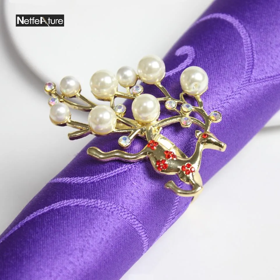 Новинка 6 шт. перламутровые стразы Рождество в форме оленя металлические кольца