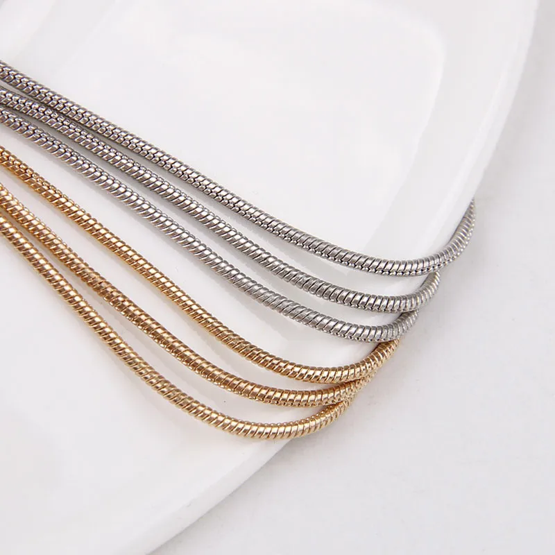 

1.2mm Metal Snake Chain Rhodium Plated/Rose Gold Color 5m/lot Necklace Bracelets Lot Snake Chain Jewelry Diy Making Finding