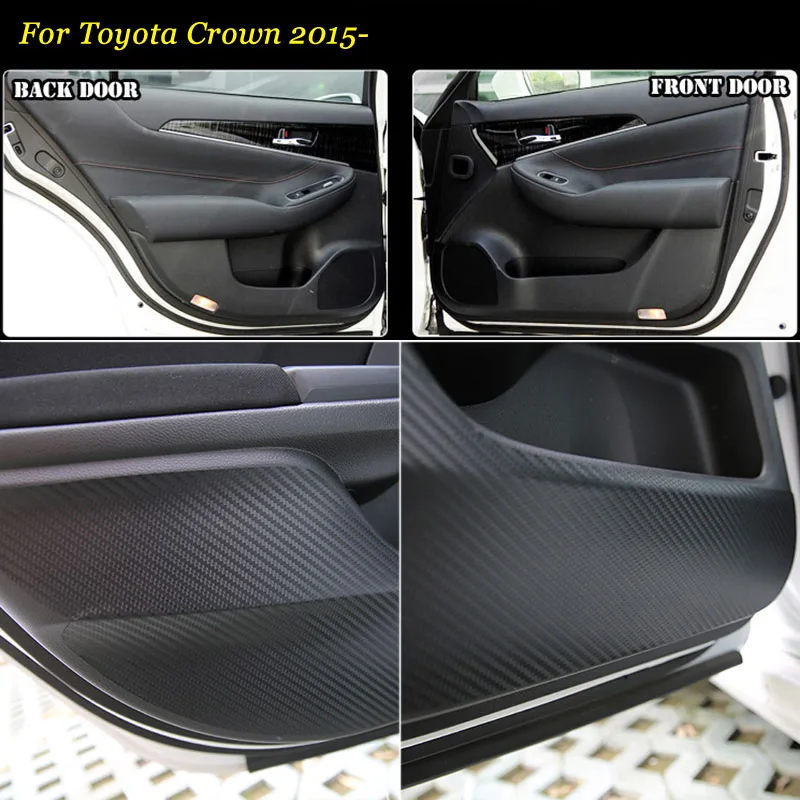 4pcs New Interior Carbon Fiber Doors Side Edge Anti-kick Protection Pad Sticker For Toyota Crown 2015 ид бурда salon interior 02 2015
