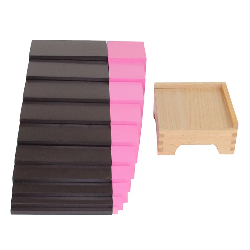 Деревянные детские игрушки Монтессори для обучения розовая башня с подставкой и