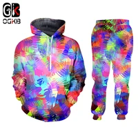 ogkb 2019 new mens womens colorful pattern 3d printing customizablesportswear hip hop sweatshirt and pants set of 2 hoodies
