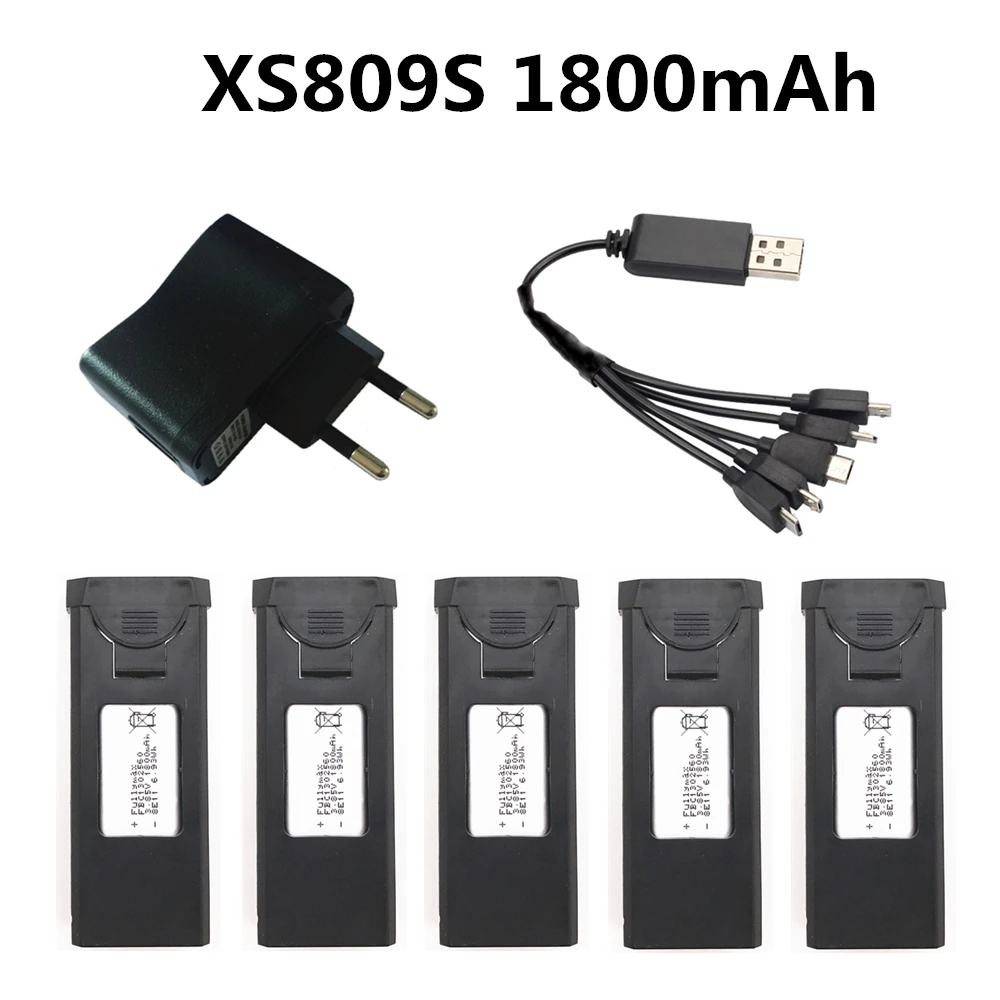 EU 5P Аккумулятор для Visuo XS809s xs812 RC Quadcopter, запасные части, аксессуары, 3,7 в, 1800 мАч, Lipo аккумулятор, перезаряжаемый для Дронов - Цвет: EU 5P