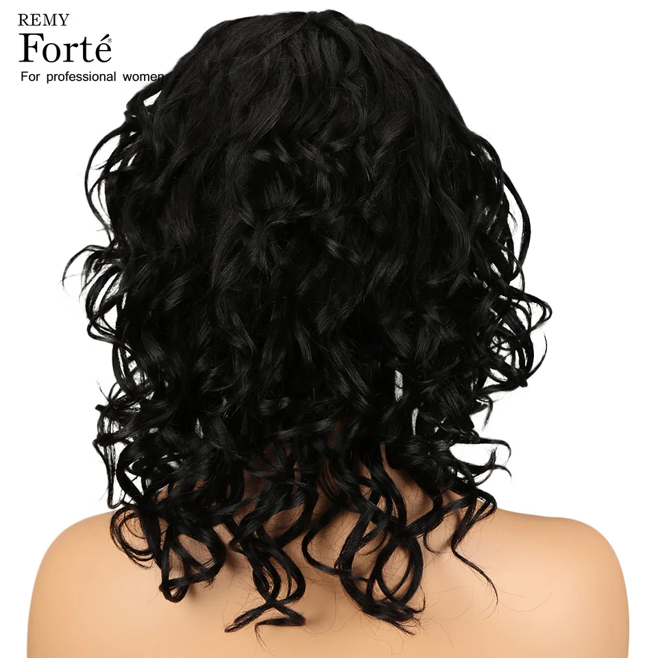 Парики из натуральных волос на шнурках Remy Forte Короткие Волнистые парики