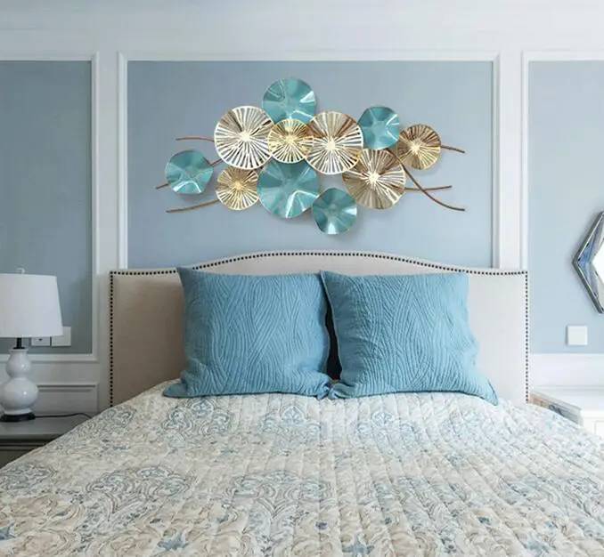 Luxury Modern Wrought Iron 3D Stereo Metal Lotus Leaf Mural Craft Wall Decoration Sofa Background Hanging Ornament Pattern | Дом и сад