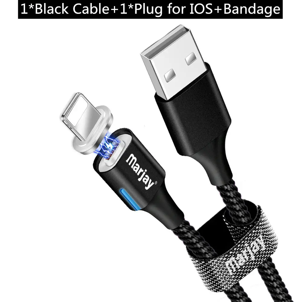 Black For iphone Marjay 3A Магнитный кабель для быстрой зарядки Micro usb type-C кабель для iPhone XR XS samsung S9 S10 Xiaomi huawei USB-C кабель для зарядного устройства - Цвет: Black For iphone