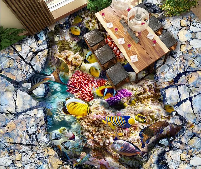 3d фрески для пола Звукопоглощающая Панель напольная плитка водонепроницаемые