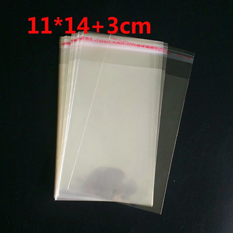 

400Pcs 11x14cm+3cm Transparent Self Adhesive Seal Poly Plastic Bags Crystal Clear Cellophane Cello Gift Bag