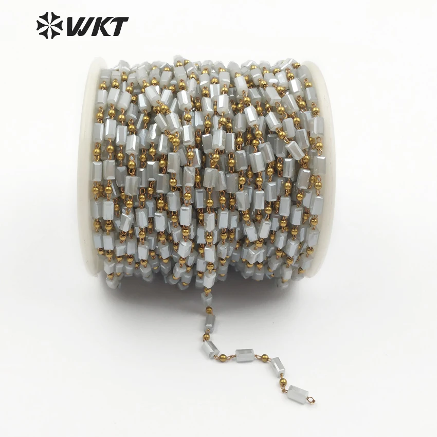 WT-RBC078 WKT сланцевый серый цвет Розария Хрустальная цепочка на заказ ручная работа