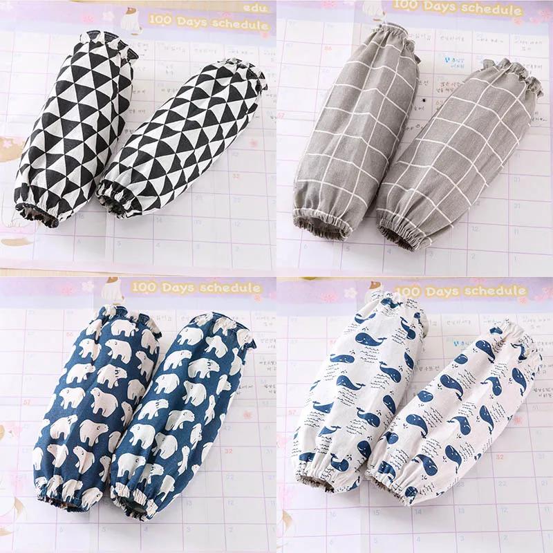 1 Pair Cotton Linen Office Antifouling Sleeve Home Cleaning Supplies Kitchen Cuff Sleeves Cooking Working Tools Long Sleeve