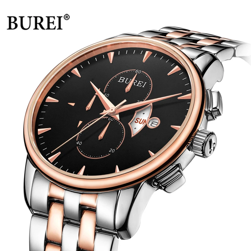 BUREI Brand Fashion Watch For Men Luxury Waterproof Calendar Casual Sapphire Business Quartz Wristwatch Dress Clock Montre Homme enlarge