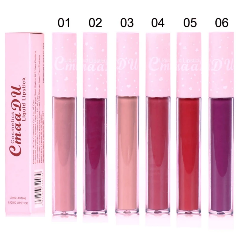 Новый бренд 6 цветов Макияж матовая помада для губ цвет жидкая блеск губная