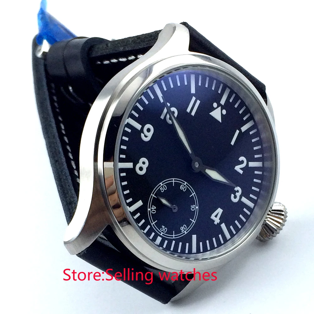Мужские часы с черным циферблатом parnis 47 мм синим светом 6498|watch men|watch men watchwatch watch |