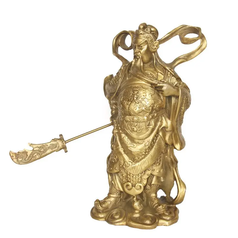 

GuanGong Buddha Statue Marquis Guan Yu Sculptures Copper Art&Craft God of Wealth Desktop Decoration Office R39