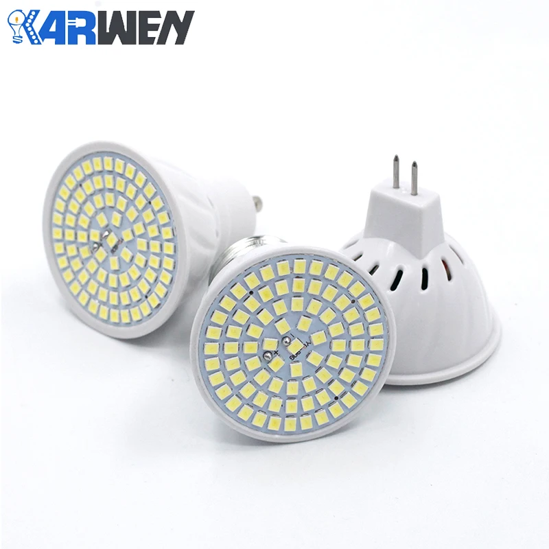 

KARWEN 6pcs New Lampada LED Lamp Bulb MR16 GU10 E27 E14 AC220V 2835SMD Bombillas LED Spotlight 48 60 80 LED Lampara