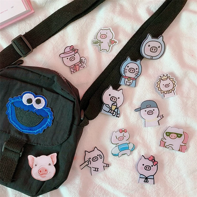 1 шт. Мультяшные милые розовые значки в виде поросят акриловые для рюкзака