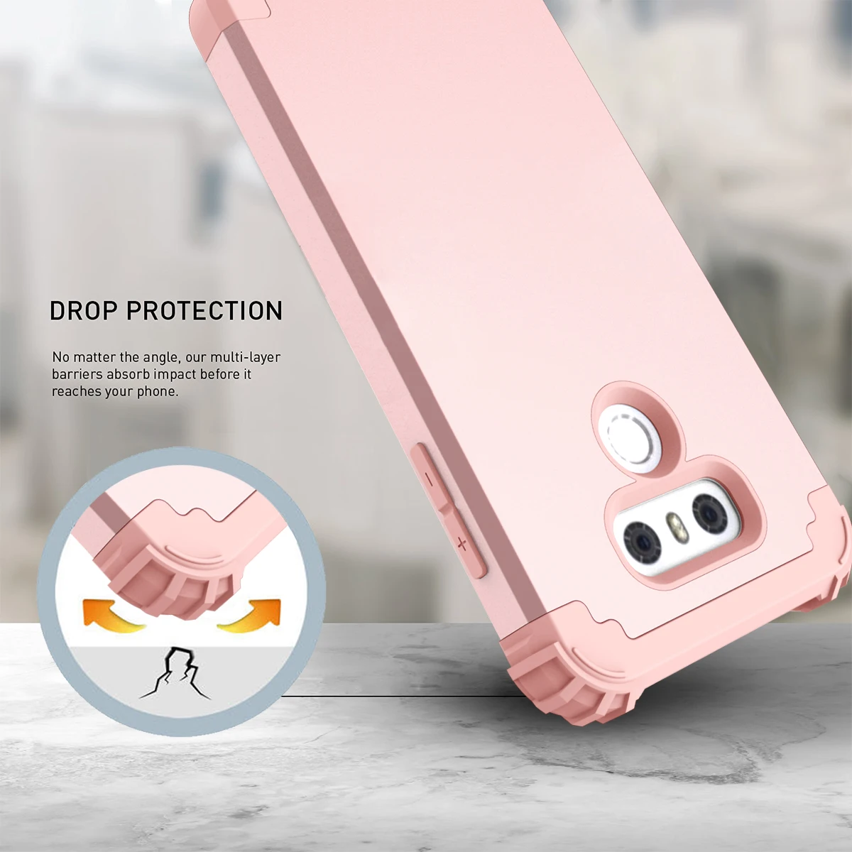 Shockproof Phone Cases for LG G6 Hard PC+Soft TPU 3-Layers Hybrid Full-Body Protect Cover G6(2017) Anti-Knock Shell |