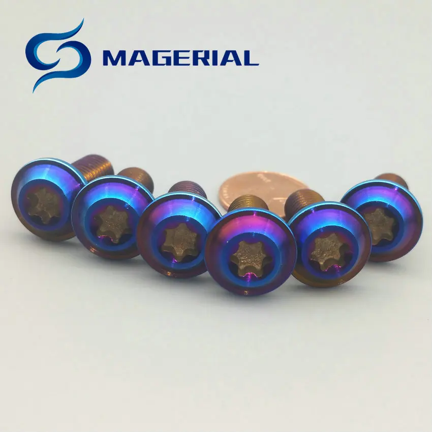 Titanium bolts DIY M8x20mm Motorcycle Modify Ti Bolt Shoulder Burned Blue Color Torx Disc Head screws fastener Pack of 6pcs |