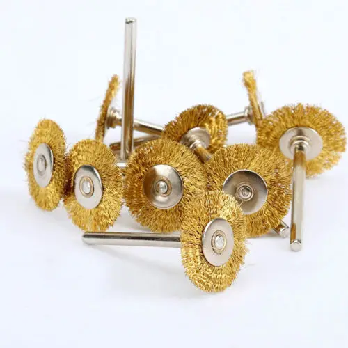 

Fixmee 10Pcs 22mm Rotary Tool Brass Wheel Wire Brush Set - Fits Dremel ,1/8" Shank ,Clean, Polish, Prep