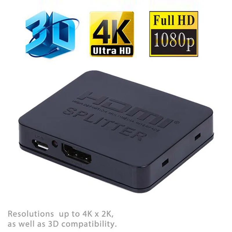 HDCP 4K HDMI сплиттер Full HD 1080p видео переключатель коммутатор 1X2 сплит 1 в 2 выход
