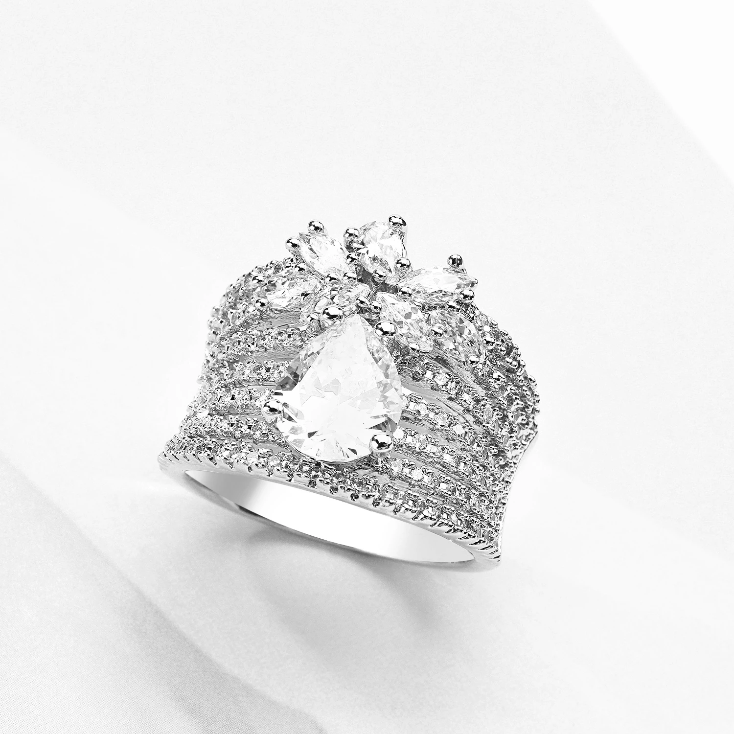 VANAXIN очаровательные кольца Капля воды цветок AAA Bling CZ Помолвочные женские