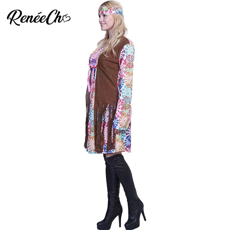 2018 Women Hippie Costume Adult Carnival Party 1960`s Retro Peace And Love Halloween For Fancy Dress |